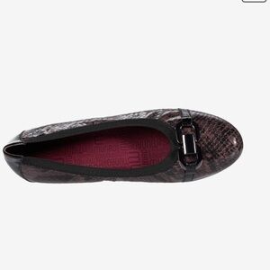 MUNRO IVY II Step-in ballet shoe w/ gunmetal color ornament. Brown & black snake